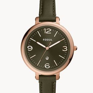 Fossil Monroe women’s green leather watch